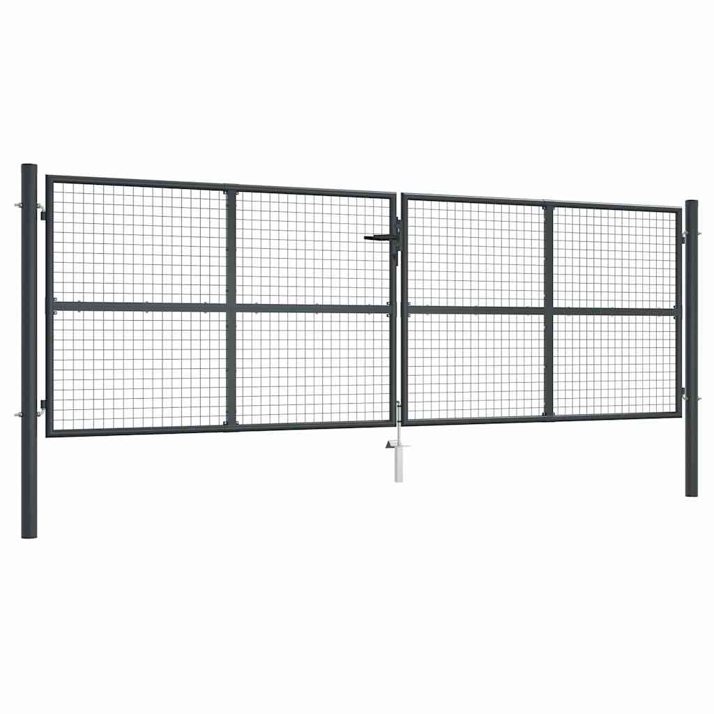 vidaXL Mesh Garden Gate Galvanised Steel 400x75 cm Grey