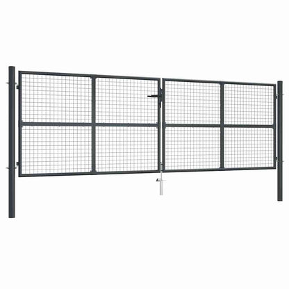 vidaXL Mesh Garden Gate Galvanised Steel 400x75 cm Grey