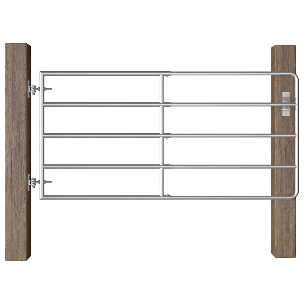 5 Bar Field Gate Steel Silver (95-170) x 90 cm