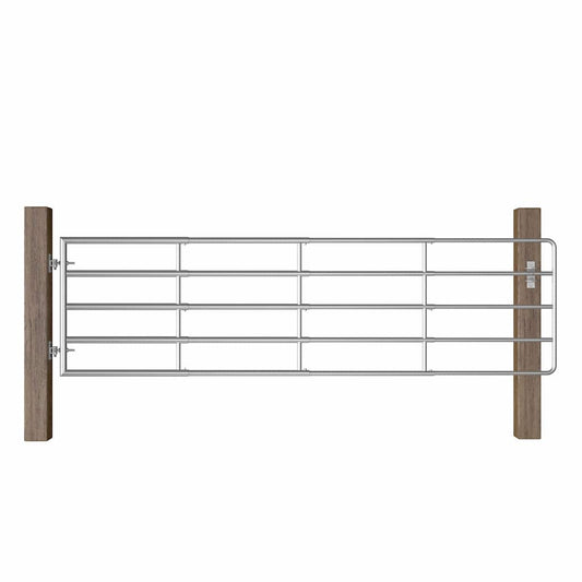 5 Bar Field Gate Steel Silver (115-300) x 90 cm