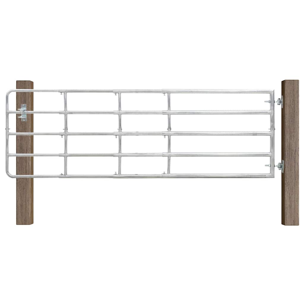 145987 vidaXL 5 Bar Field Gate Steel (150-400)x90 cm Silver 1