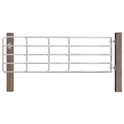 145987 vidaXL 5 Bar Field Gate Steel (150-400)x90 cm Silver 1