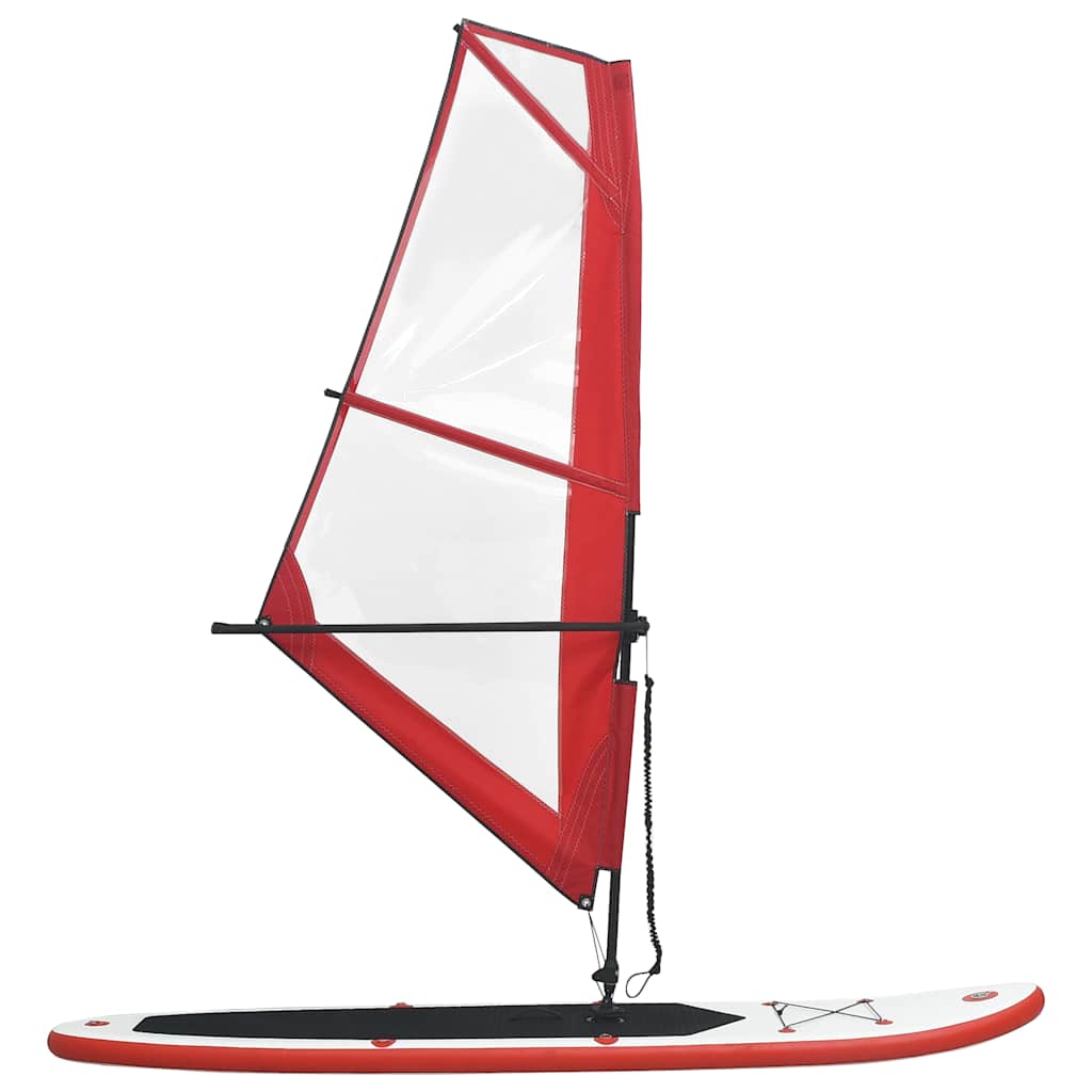 vidaXL Inflatable Stand Up Paddleboard with Sail Set Red and White 2