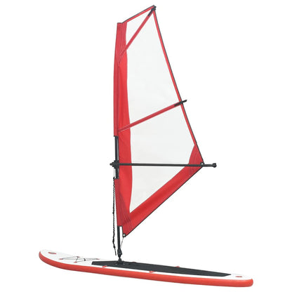 vidaXL Inflatable Stand Up Paddleboard with Sail Set Red and White 3