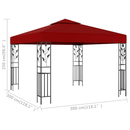 vidaXL Outdoor Awning | Wine Red | Steel | 3x3 m | Decorative Inlays 5