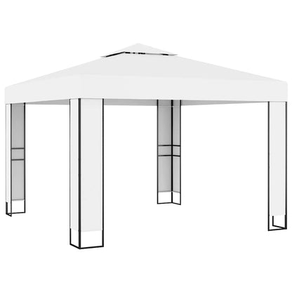 vidaXL Gazebo with Double Roof 3x3 m White 2