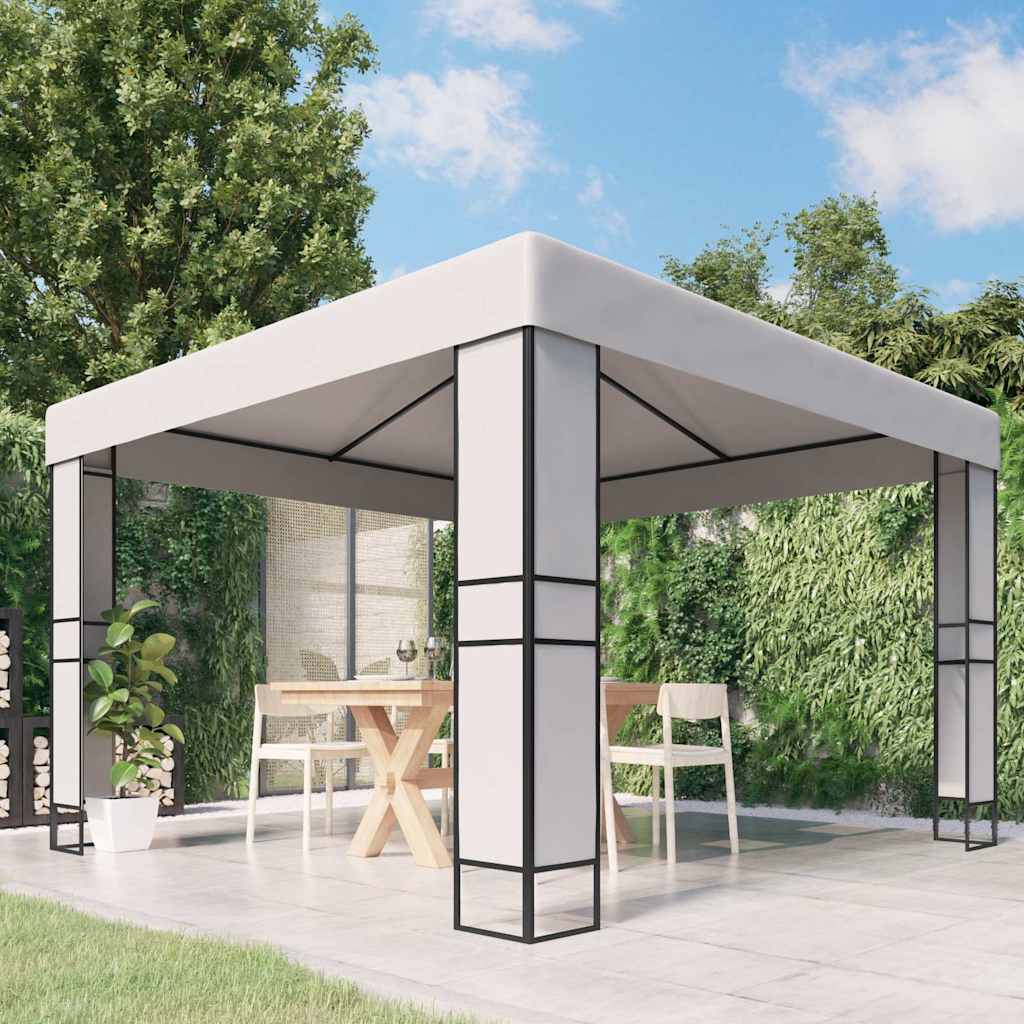 vidaXL Gazebo with Double Roof 3x3 m White 1