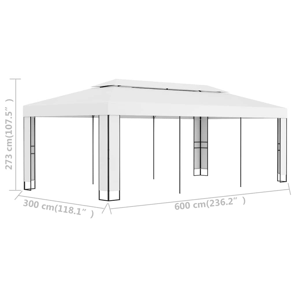 vidaXL Gazebo with Double Roof 3x6 m White 6