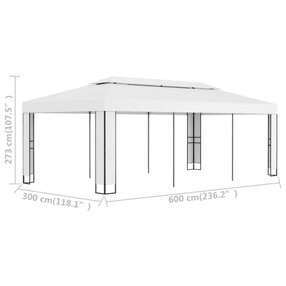 vidaXL Gazebo with Double Roof 3x6 m White 6