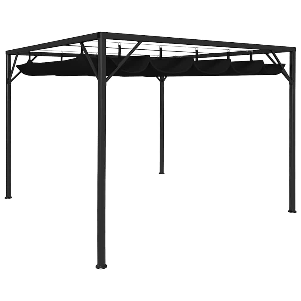 Garden Gazebo with Retractable Roof Canopy Anthracite