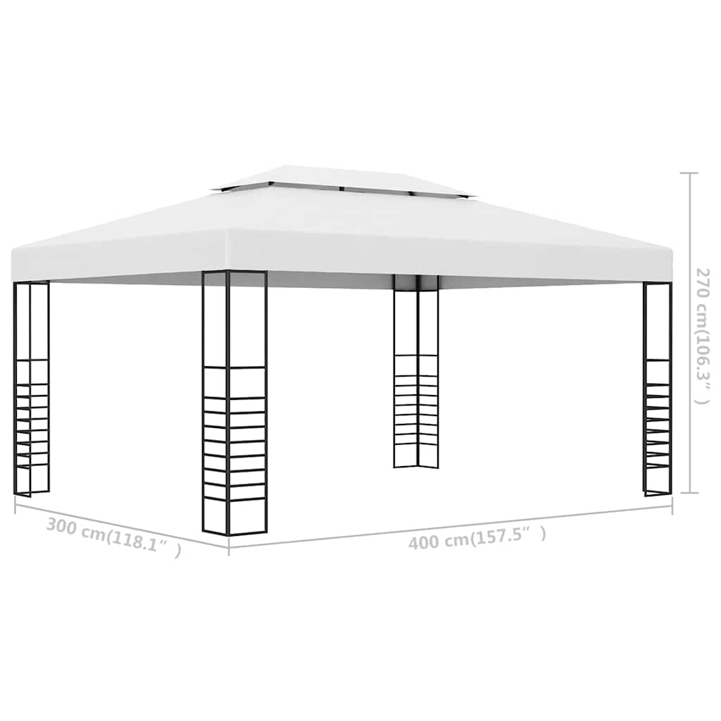 vidaXL Garden Gazebo | White | Powder-coated steel | 4x3m |  Durable 6
