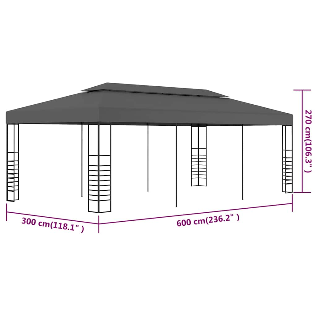 vidaXL Gazebo Marquee 3x6 m Anthracite 6