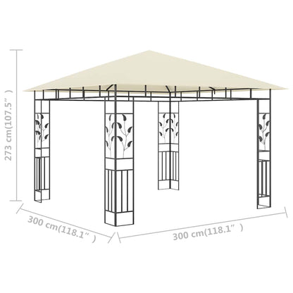 vidaXL Gazebo with Mosquito Net 3x3x2.73 m Cream 180 g/m² 6