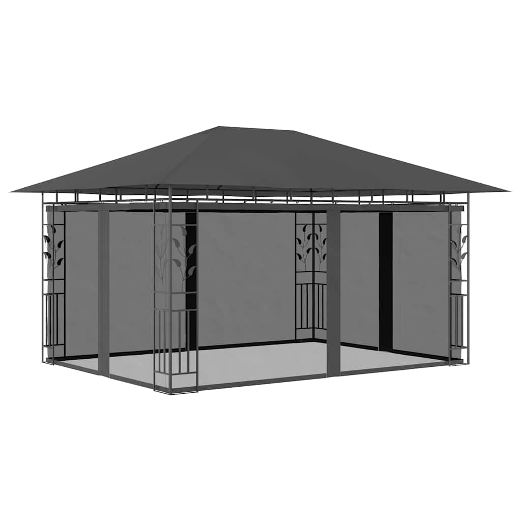 vidaXL Gazebo with Mosquito Net 4x3x2.73 m Anthracite 180 g/m² 1