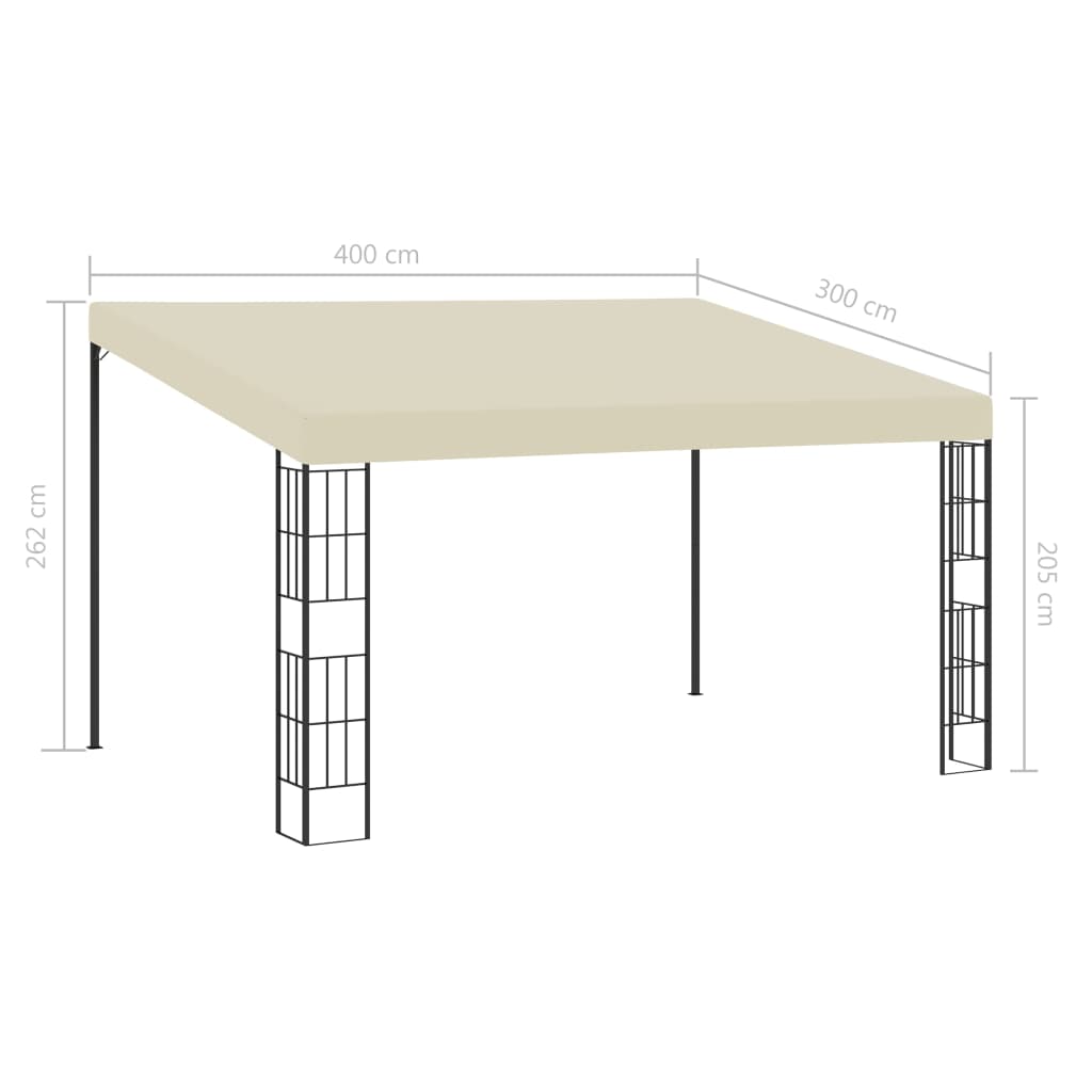 vidaXL Wall-mounted Gazebo 3x4 m Cream Fabric 6