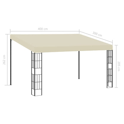 vidaXL Wall-mounted Gazebo 3x4 m Cream Fabric 6