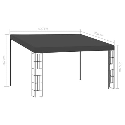 47991 vidaXL Wall-mounted Gazebo 3x4 m Anthracite Fabric 5