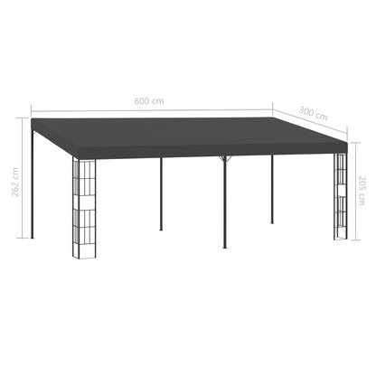 vidaXL Wall-mounted Gazebo 3x6 m Anthracite Fabric 6