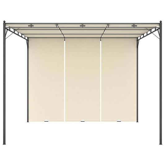 vidaXL Garden Gazebo with Side Curtain 3x3x2.25m Cream 2