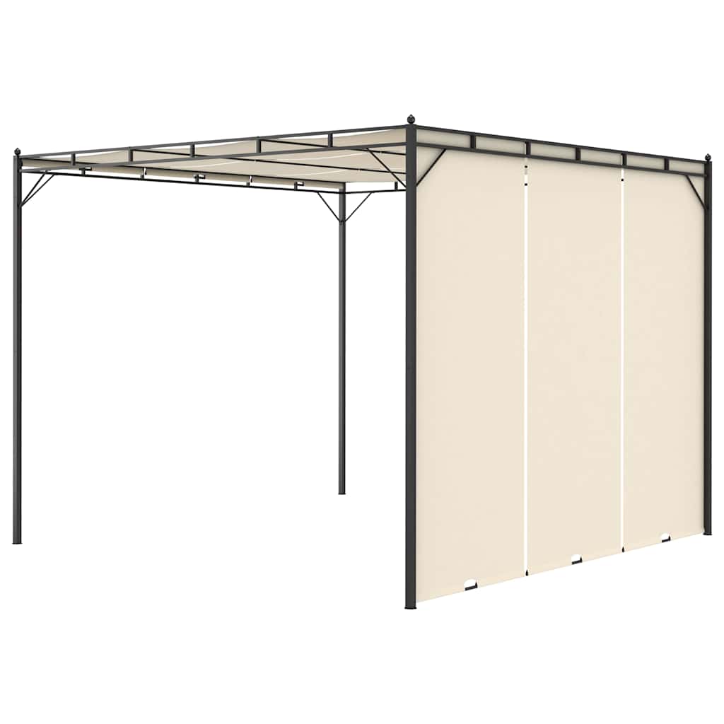 vidaXL Garden Gazebo with Side Curtain 3x3x2.25m Cream 4