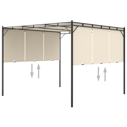 vidaXL Garden Gazebo with Side Curtain 3x3x2.25m Cream 5