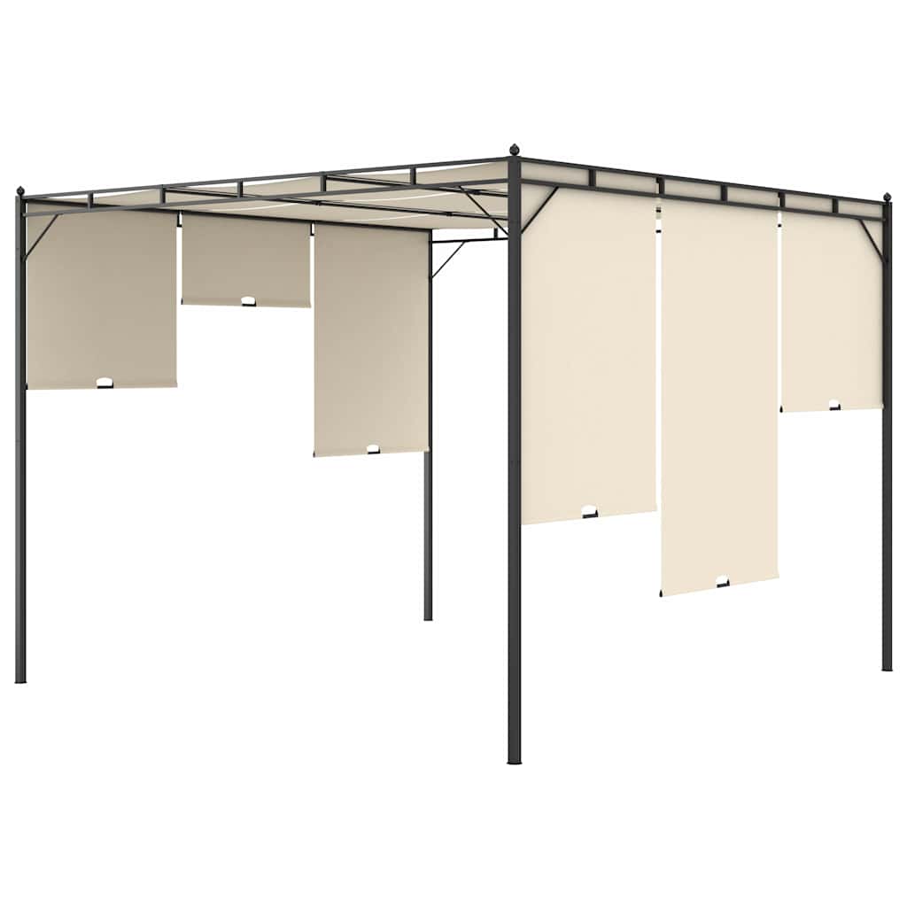 vidaXL Garden Gazebo with Side Curtain 3x3x2.25m Cream 6