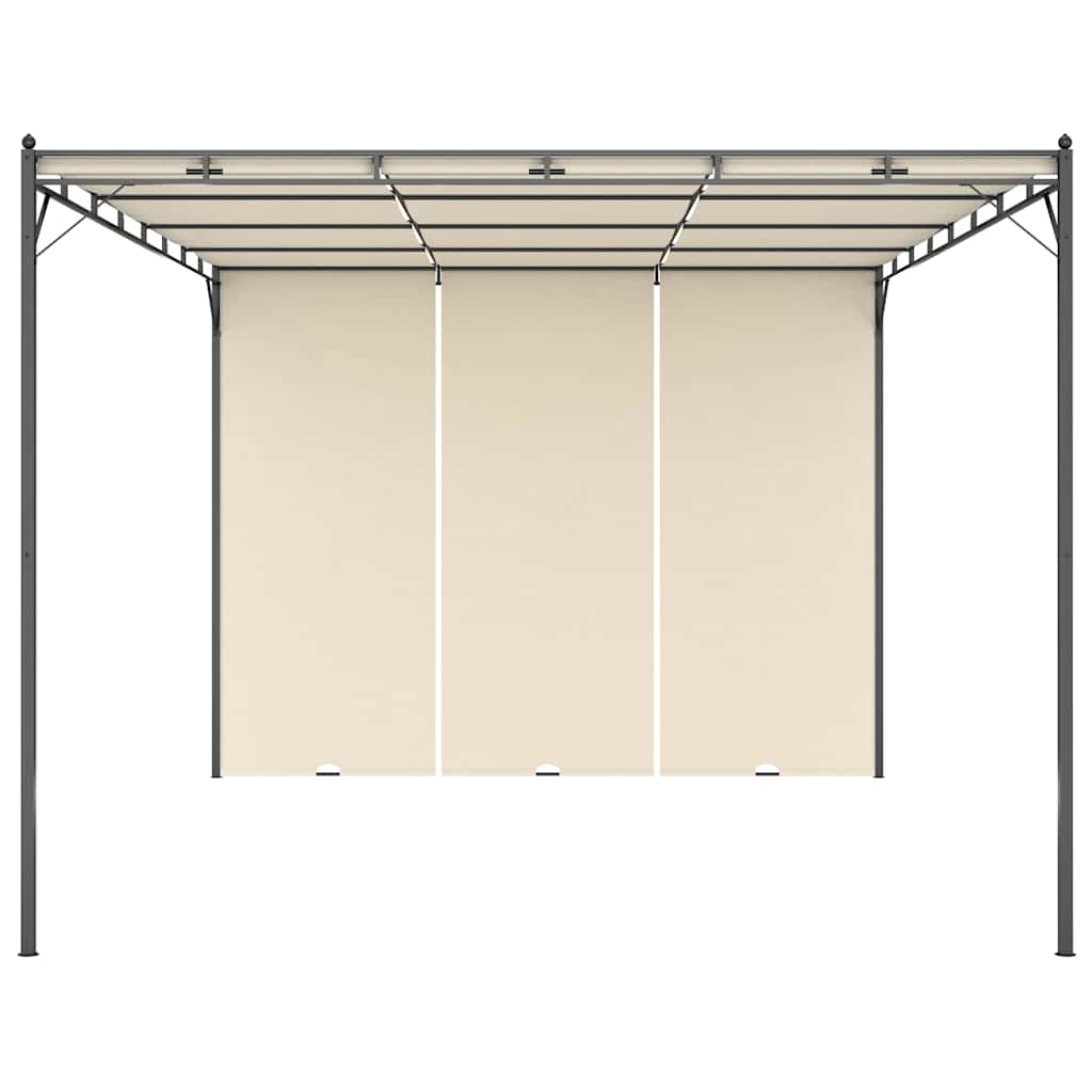 47994 vidaXL Garden Gazebo with Side Curtain 4x3x2,25 m Cream 2
