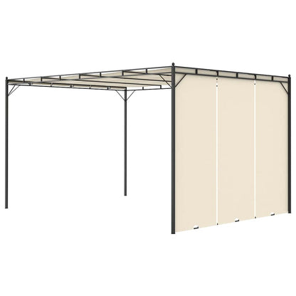 47994 vidaXL Garden Gazebo with Side Curtain 4x3x2,25 m Cream 4