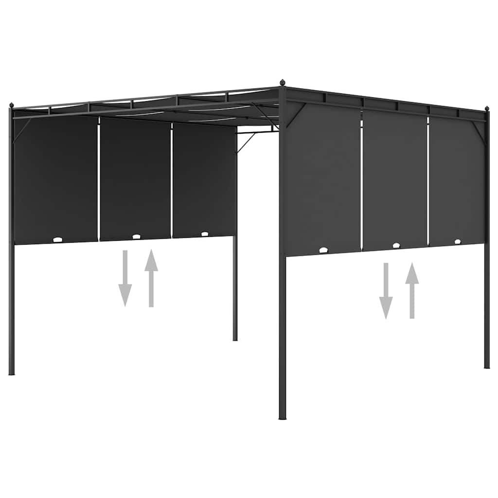 vidaXL Garden Gazebo with Side Curtain 3x3x2.25 m Anthracite 6