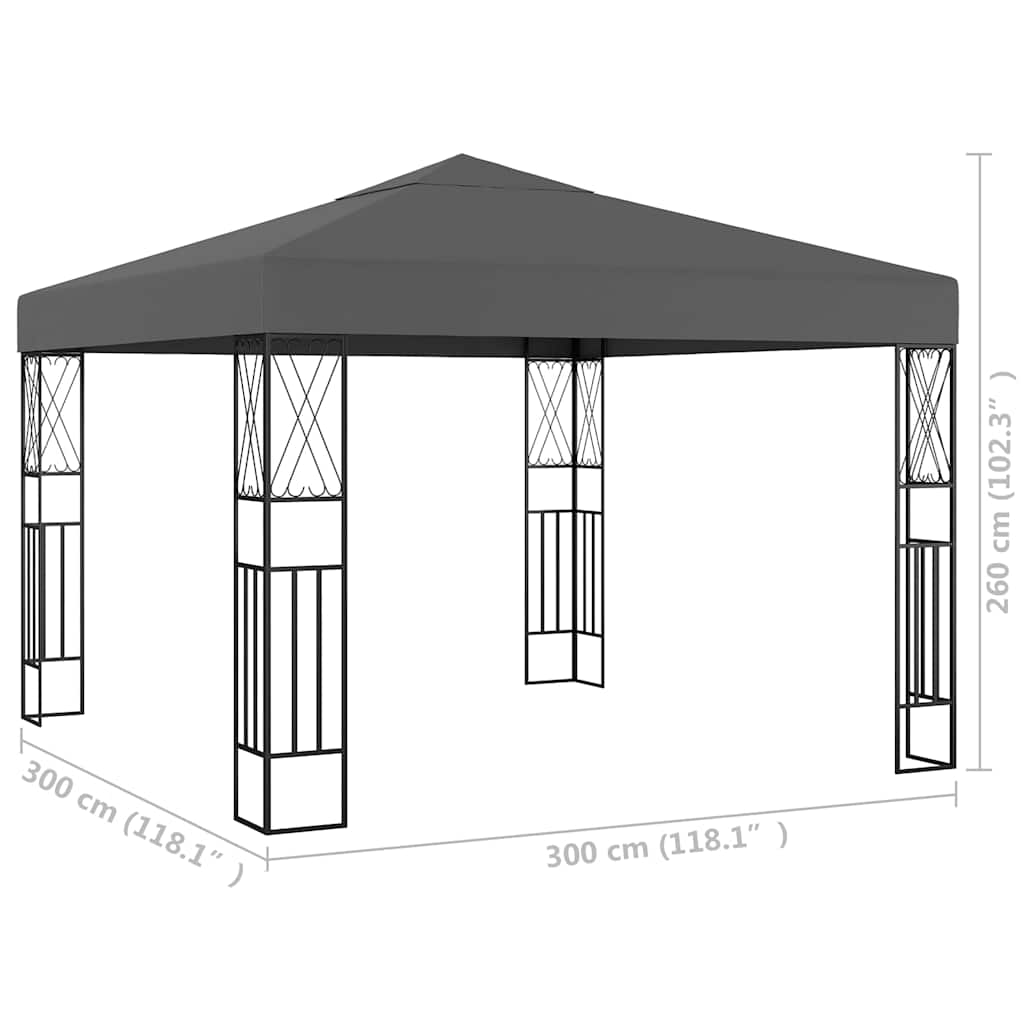 vidaXL Gazebo 3x3 m Anthracite Fabric 5
