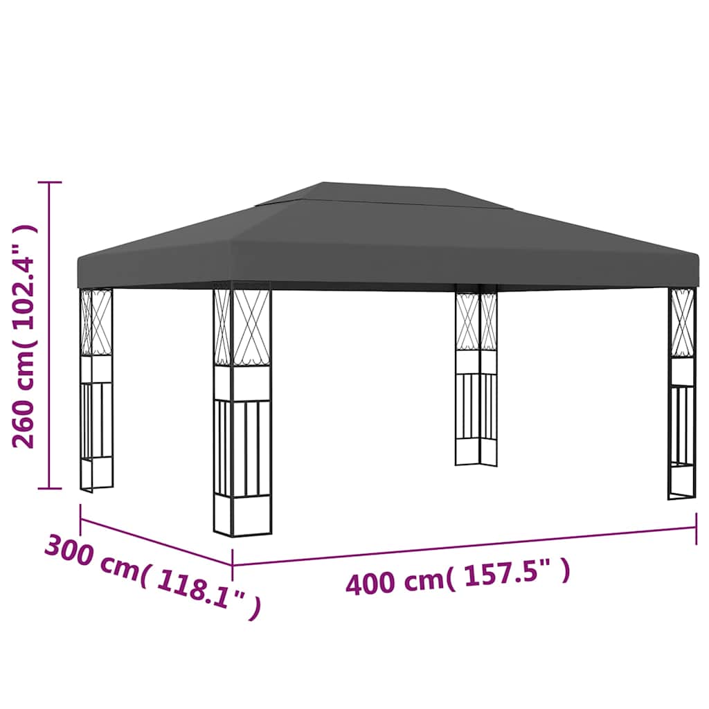 vidaXL Gazebo 3x4 m Anthracite Fabric 6