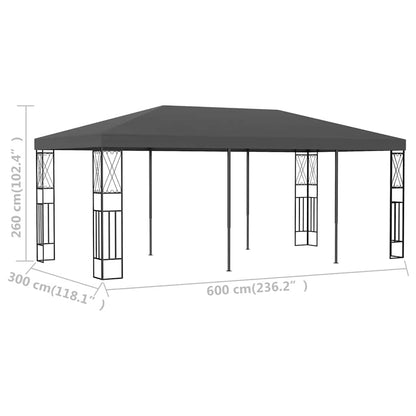 vidaXL Gazebo 3x6 m Anthracite Fabric 6