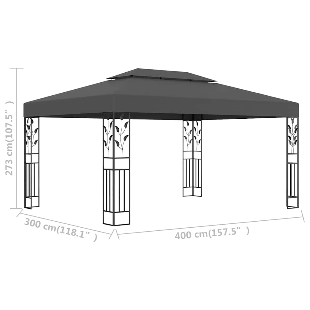 vidaXL Gazebo with Double Roof 3x4m Anthracite 6
