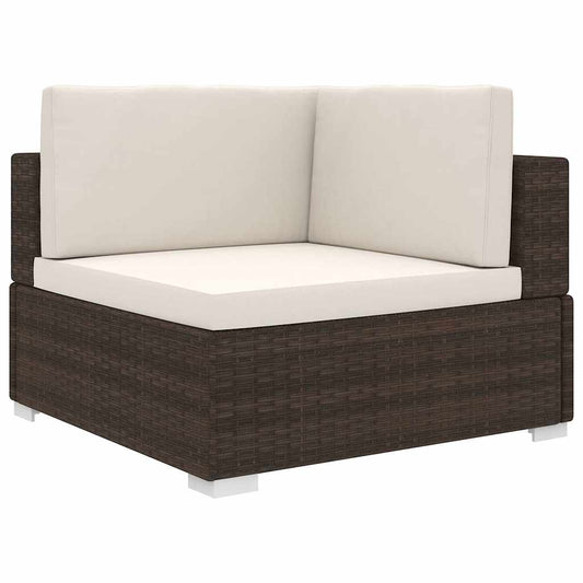 vidaXL Sectional Corner Chair with Cushions Poly Rattan Brown 1