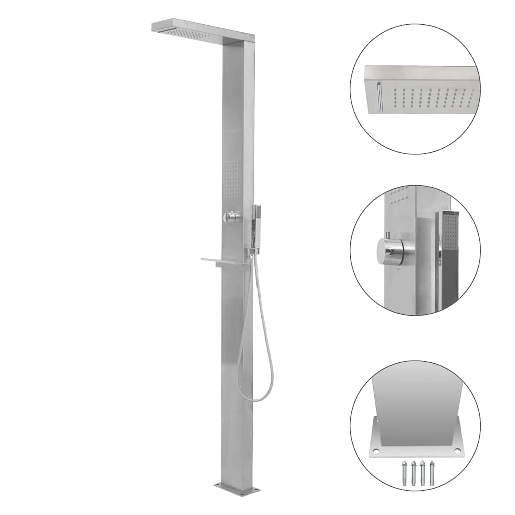 vidaXL Outdoor Shower Stainless Steel Square 1