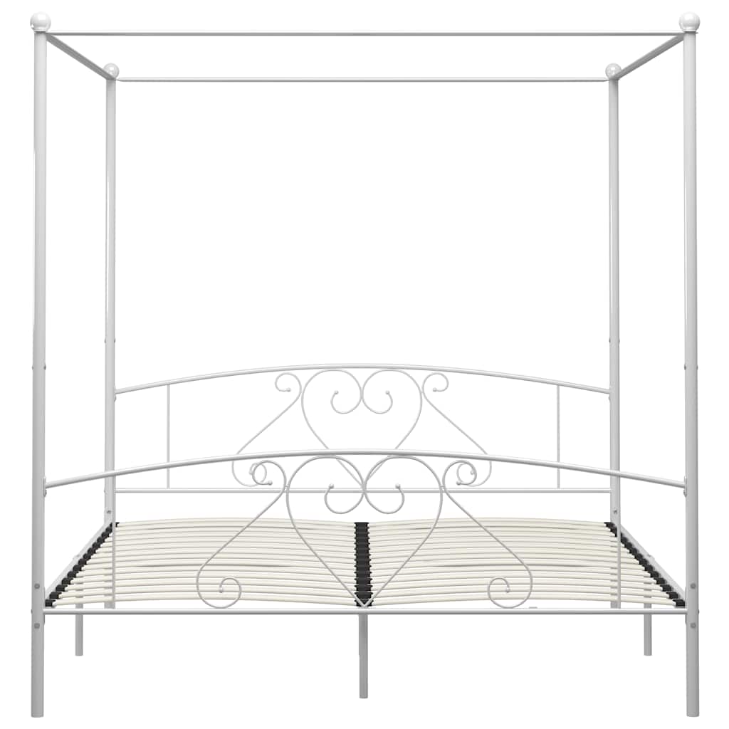 Canopy Bed Frame without Mattress Metal White 180 x 200 cm