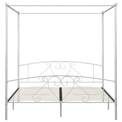 Canopy Bed Frame without Mattress Metal White 180 x 200 cm