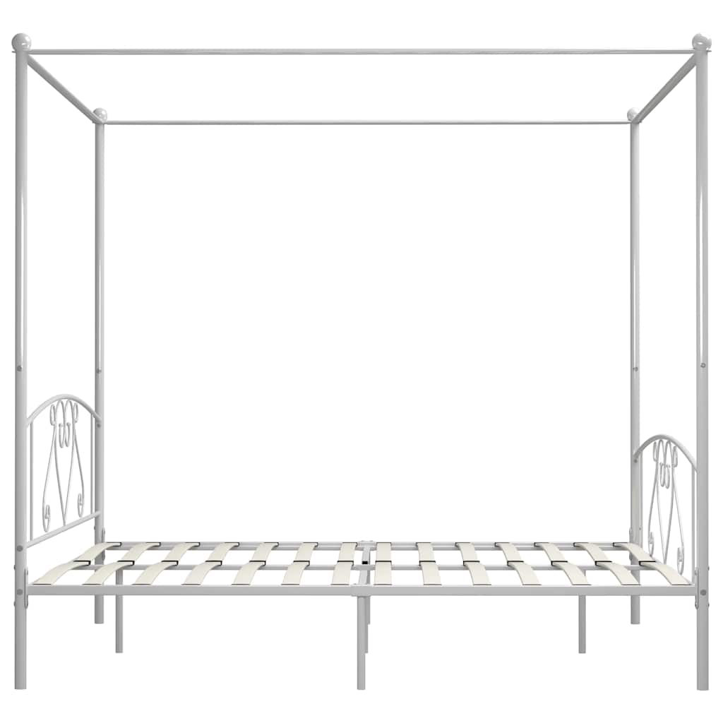 Canopy Bed Frame without Mattress Metal White 180 x 200 cm