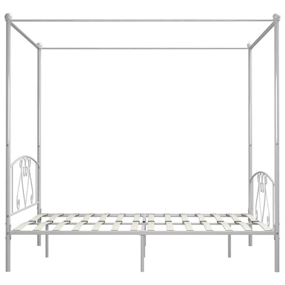 Canopy Bed Frame without Mattress Metal White 180 x 200 cm