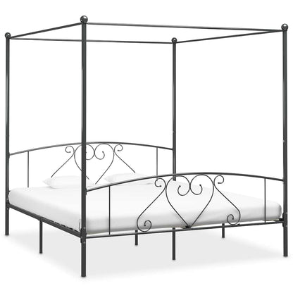 Canopy Bed Frame without Mattress Metal Grey 200 x 200 cm