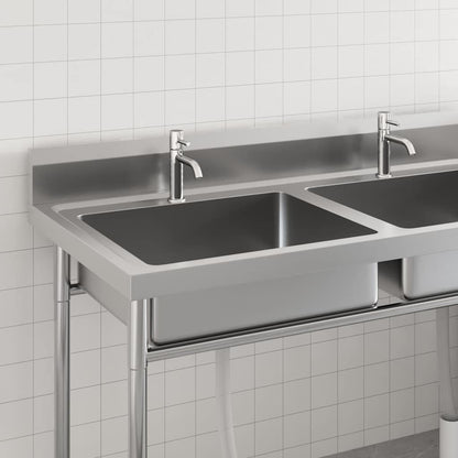 144291 vidaXL Kitchen Sink Double Basin Stainless Steel 3