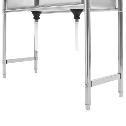 144291 vidaXL Kitchen Sink Double Basin Stainless Steel 6