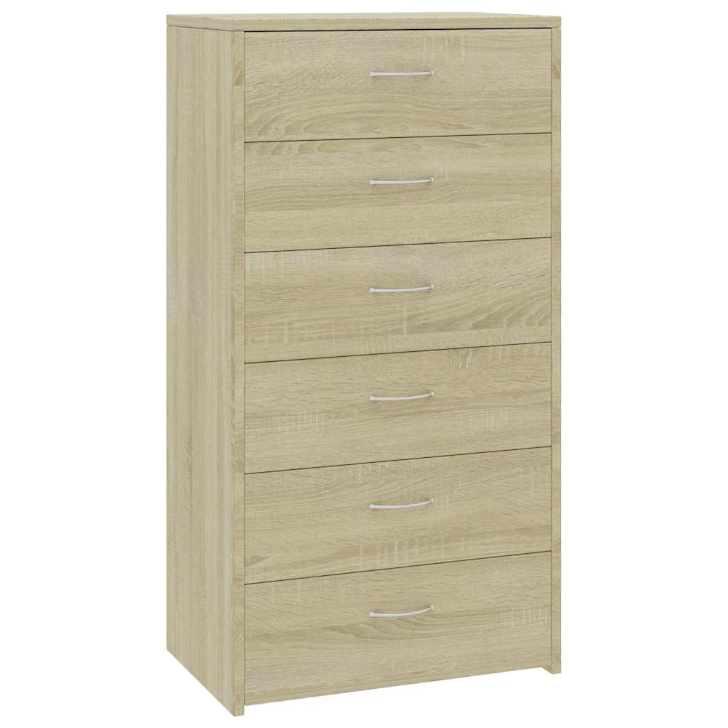Sideboard with 6 Drawers 50x34x96 cm Engineered Wood Sonoma oak