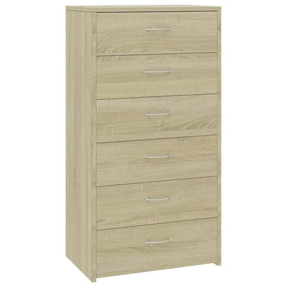Sideboard with 6 Drawers 50x34x96 cm Engineered Wood Sonoma oak