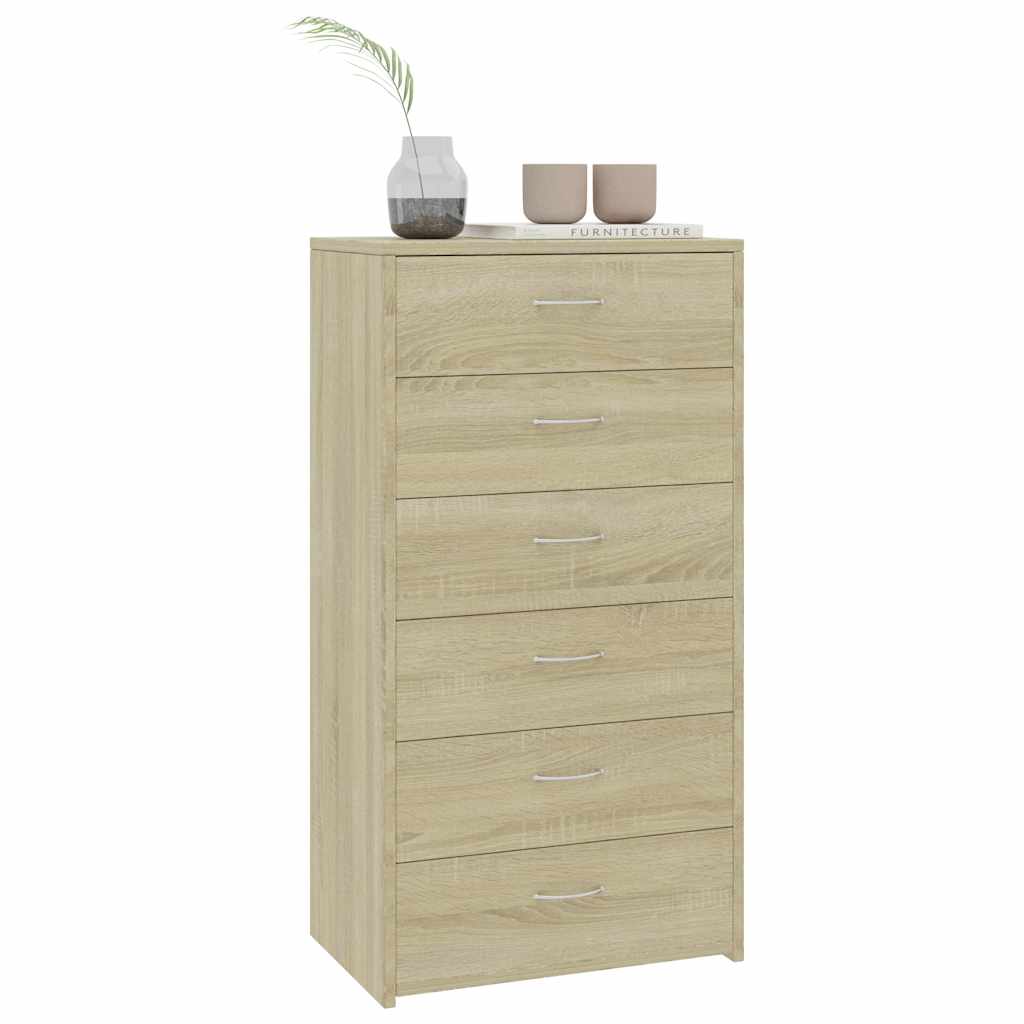 Sideboard with 6 Drawers 50x34x96 cm Engineered Wood Sonoma oak