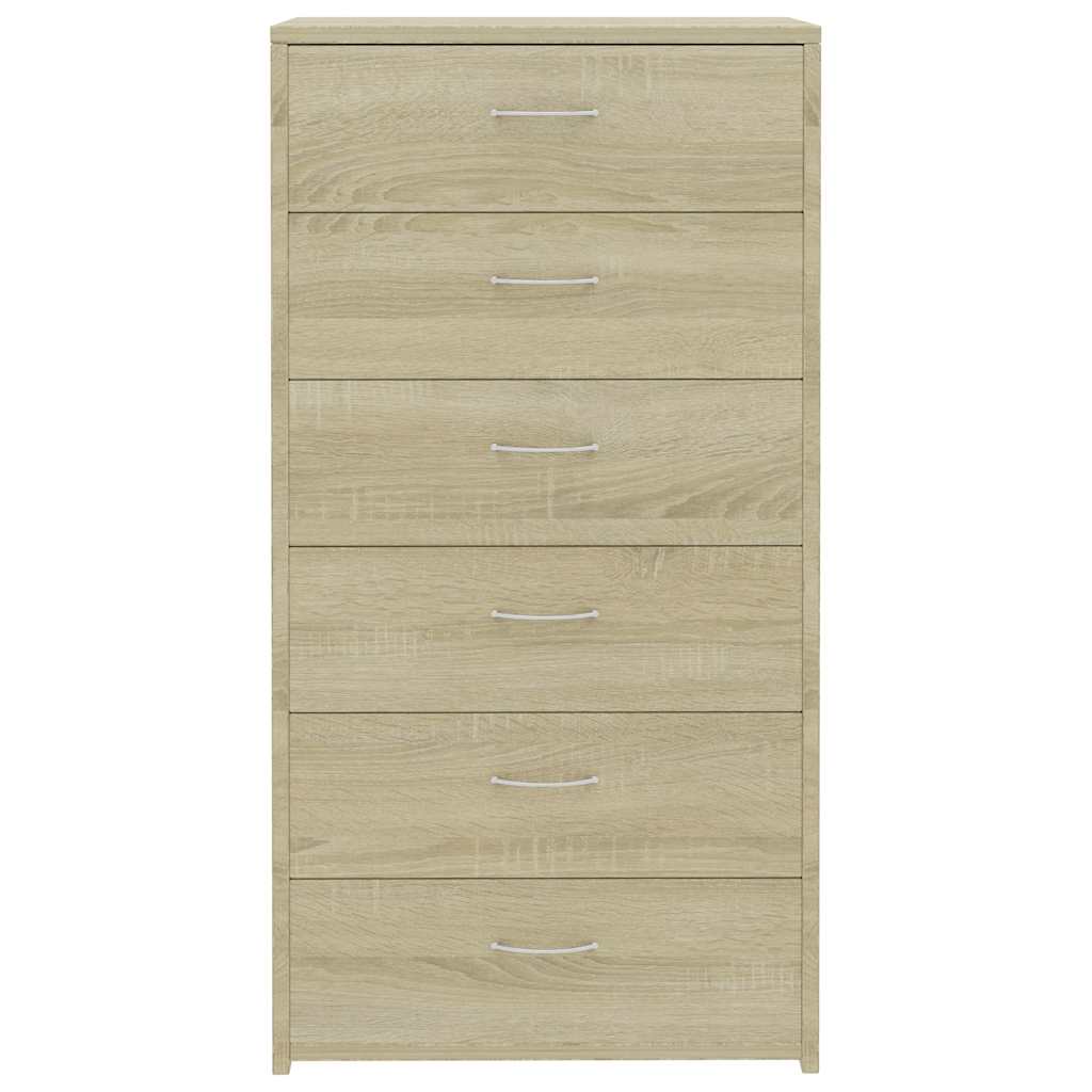 Sideboard with 6 Drawers 50x34x96 cm Engineered Wood Sonoma oak