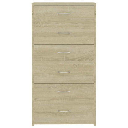 Sideboard with 6 Drawers 50x34x96 cm Engineered Wood Sonoma oak