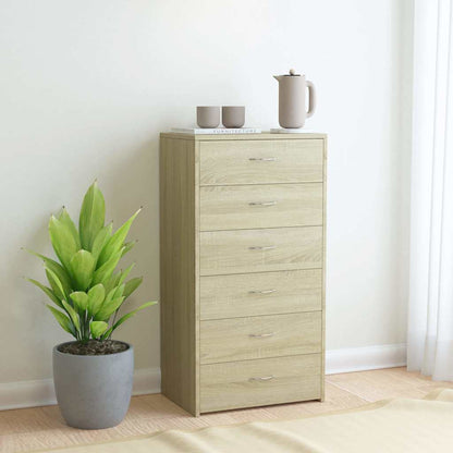 Sideboard with 6 Drawers 50x34x96 cm Engineered Wood Sonoma oak