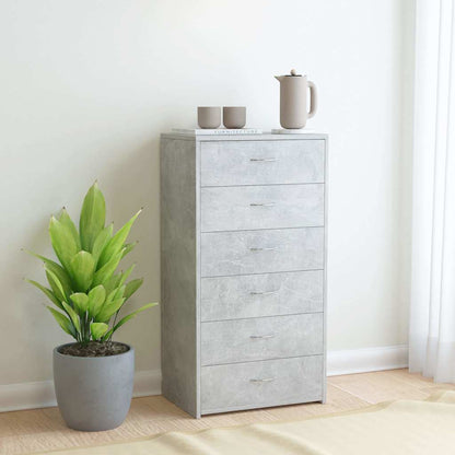 Sideboard with 6 Drawers 50x34x96 cm Engineered Wood Concrete grey