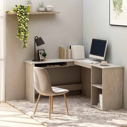 L-Shaped Corner Desk 120x140x75 cm Engineered Wood Concrete grey